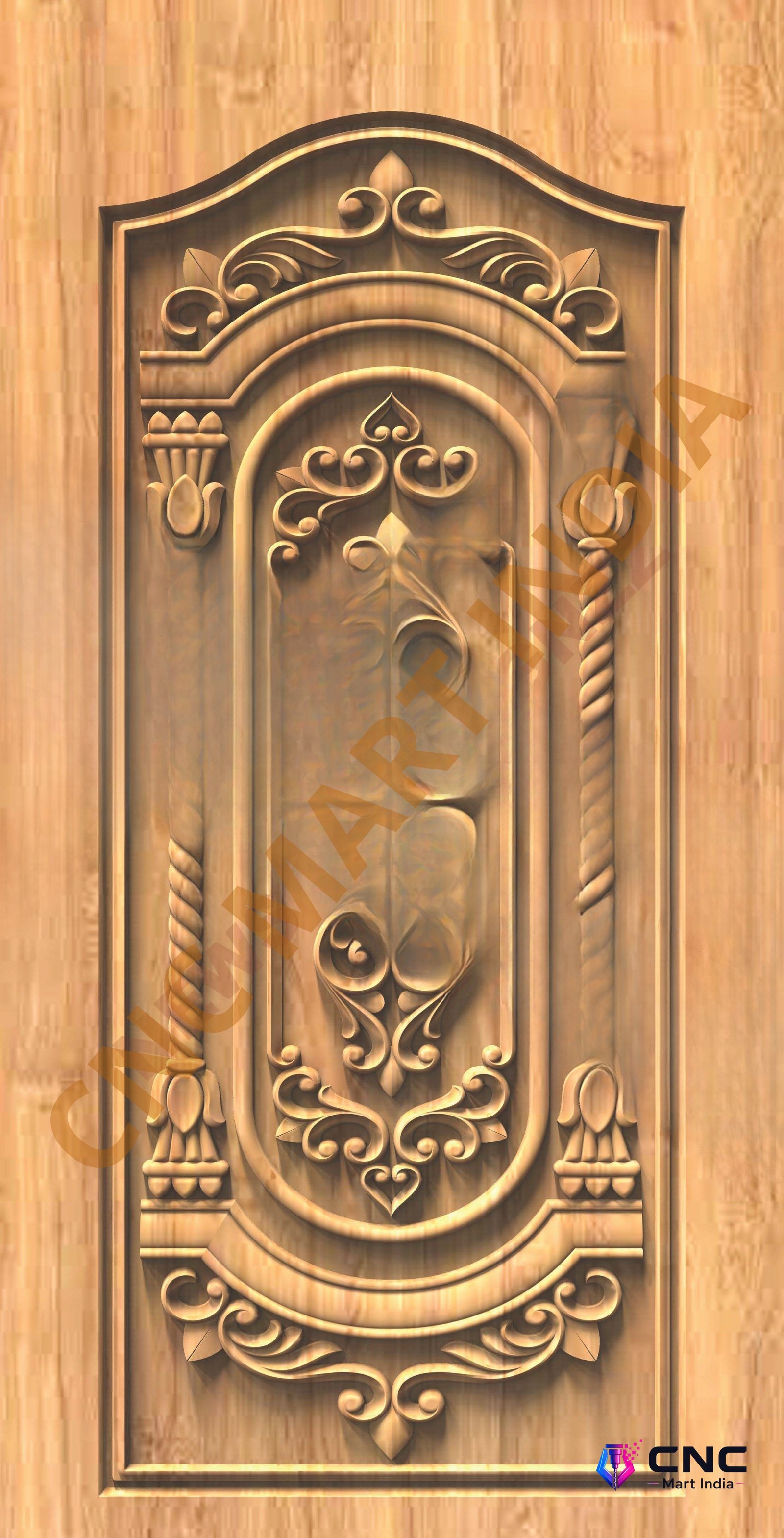 GSK EMBOSSING - EMD-38 Classic Arch-Top Decorative Wood Carving Door 3D Model